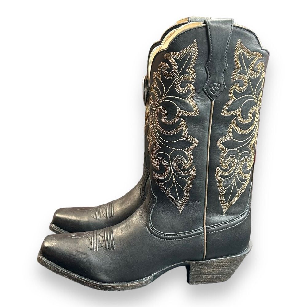 Ariat Ladies Round Up Square Toe Western Boot 10029756 Limousine Black Size 8.5B